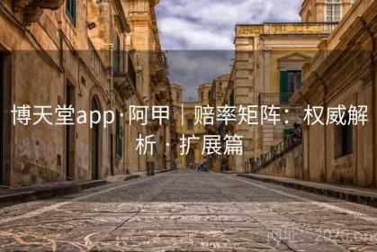 博天堂app·阿甲｜赔率矩阵：权威解析 · 扩展篇